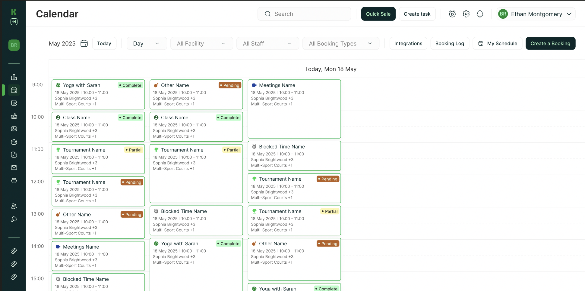 KICKS Calendar Interface