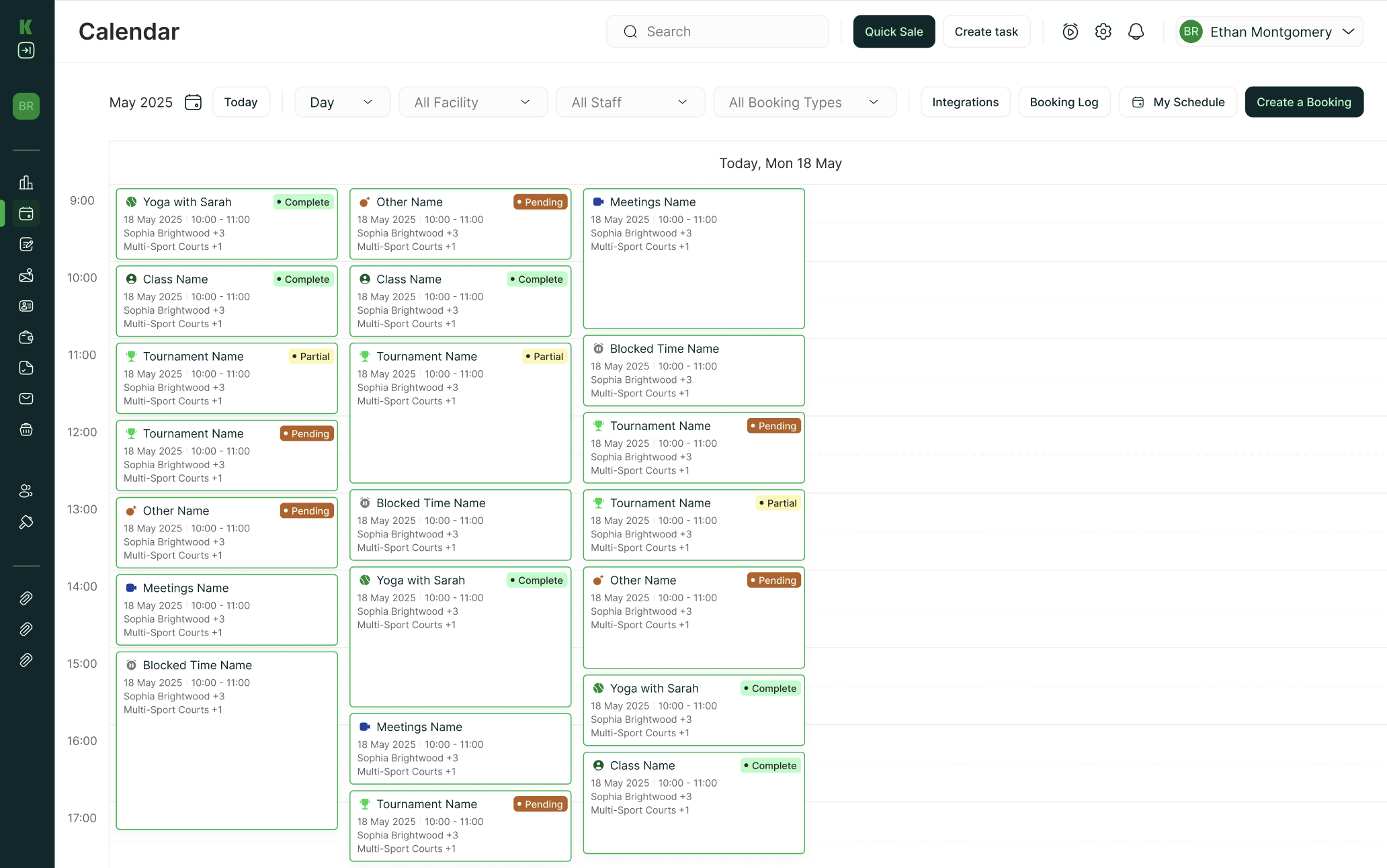 KICKS Calendar Interface